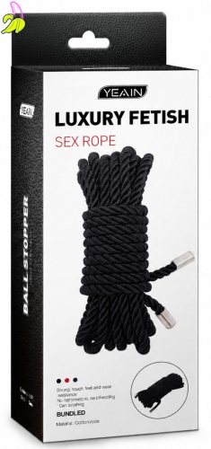 BDSMaster Czarna Lina Bondage BDSM 10 m, 8 mm
